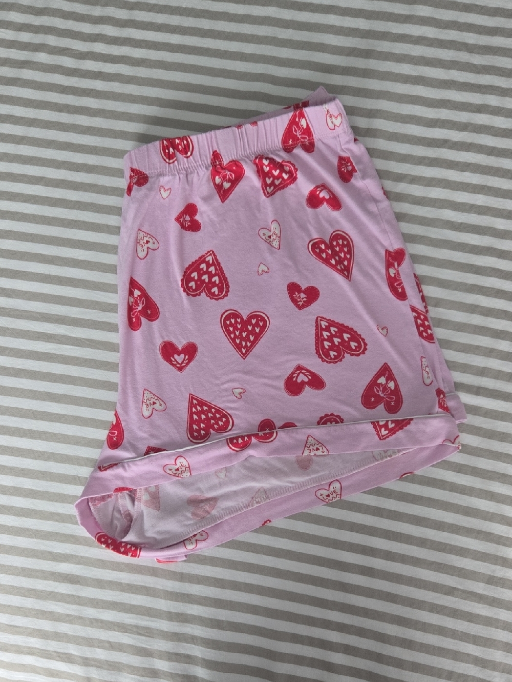 Old Navy Pink Heart-Print Pajama Short with Red Hearts
